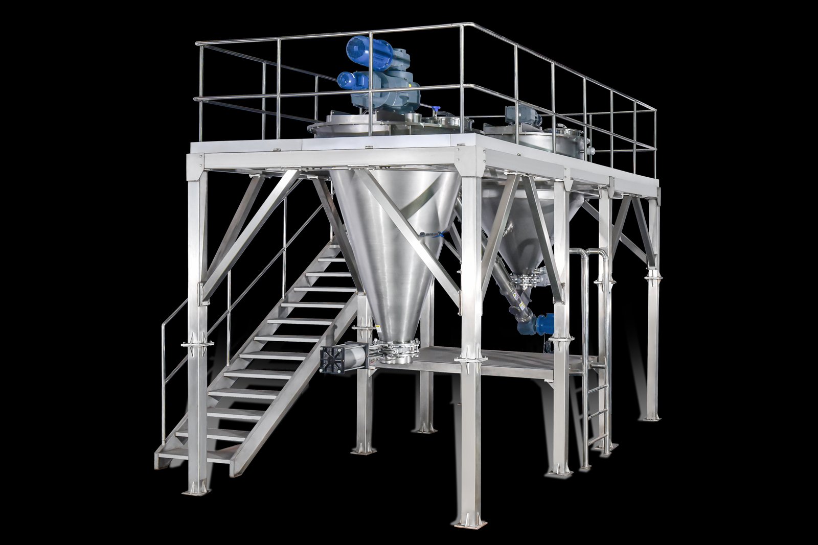 QuantumX dual conical screw mixers mezzanine platform
