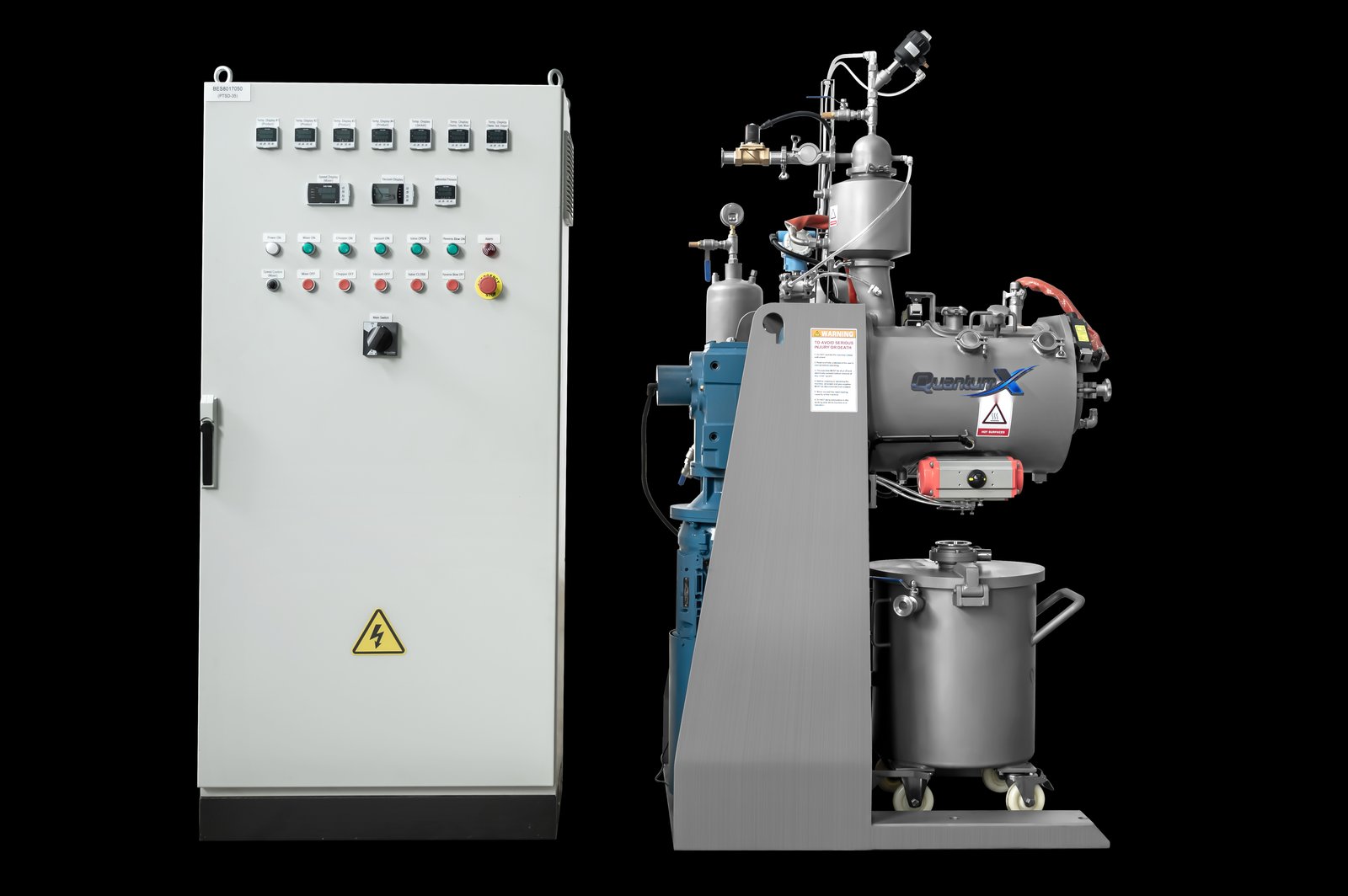 QuantumX lab vacuum plow mixer dryer with control cabinet