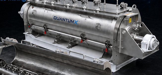 QuantumX ELEIT Series high-speed continuous paddle mixer in stainless steel